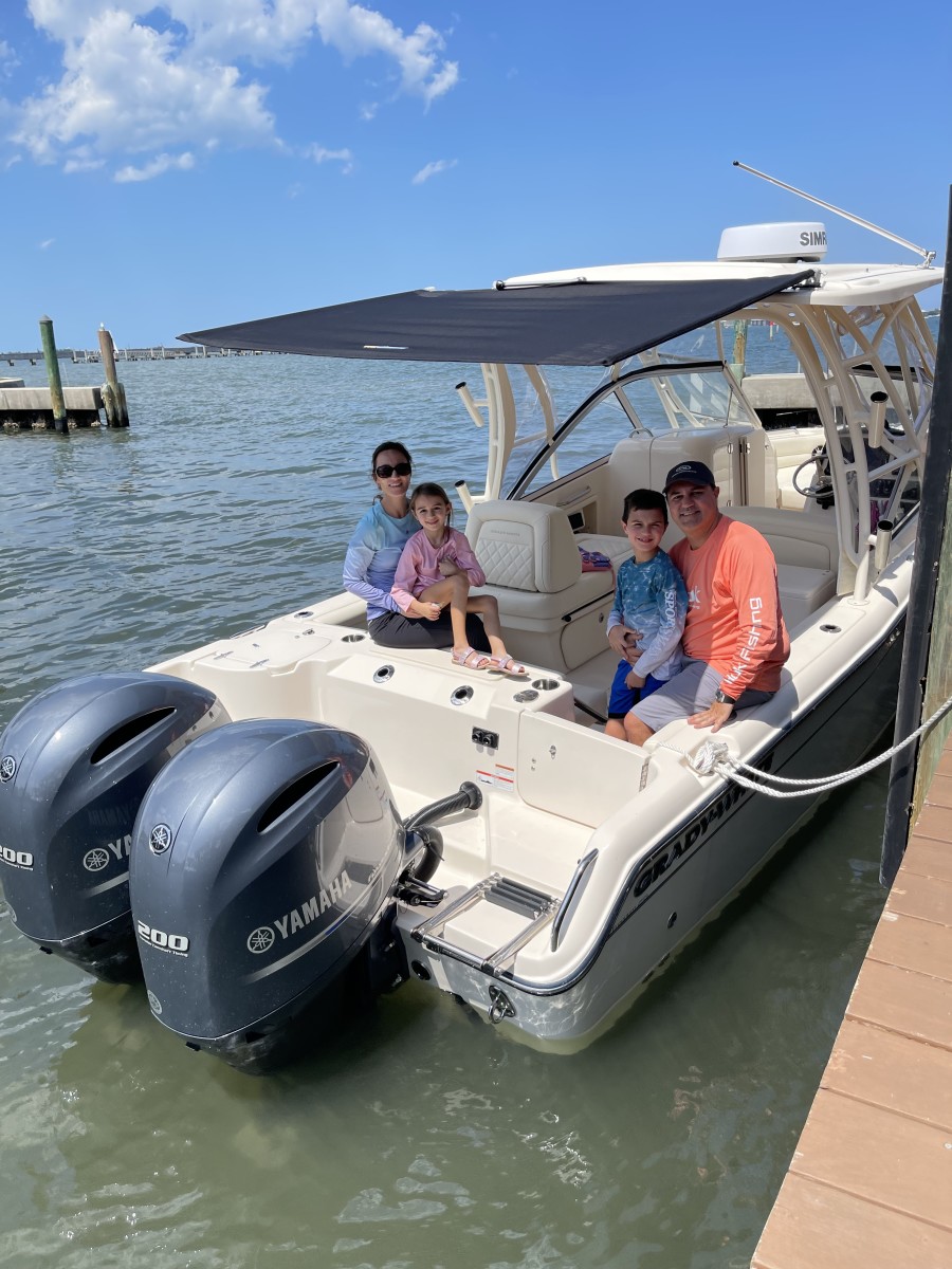 For Mark and Tassia Brunt, the Grady-White Freedom 255 has turned the entire family, including kids Mason and Taylor, into boaters.