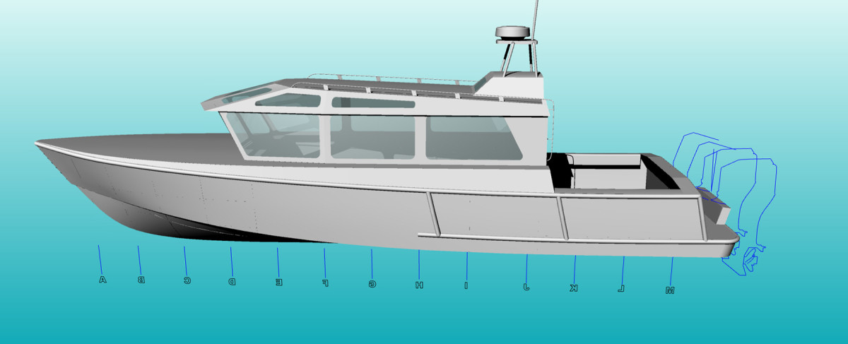 A 32-foot aluminum cruiser will use twin 135-hp outboards
