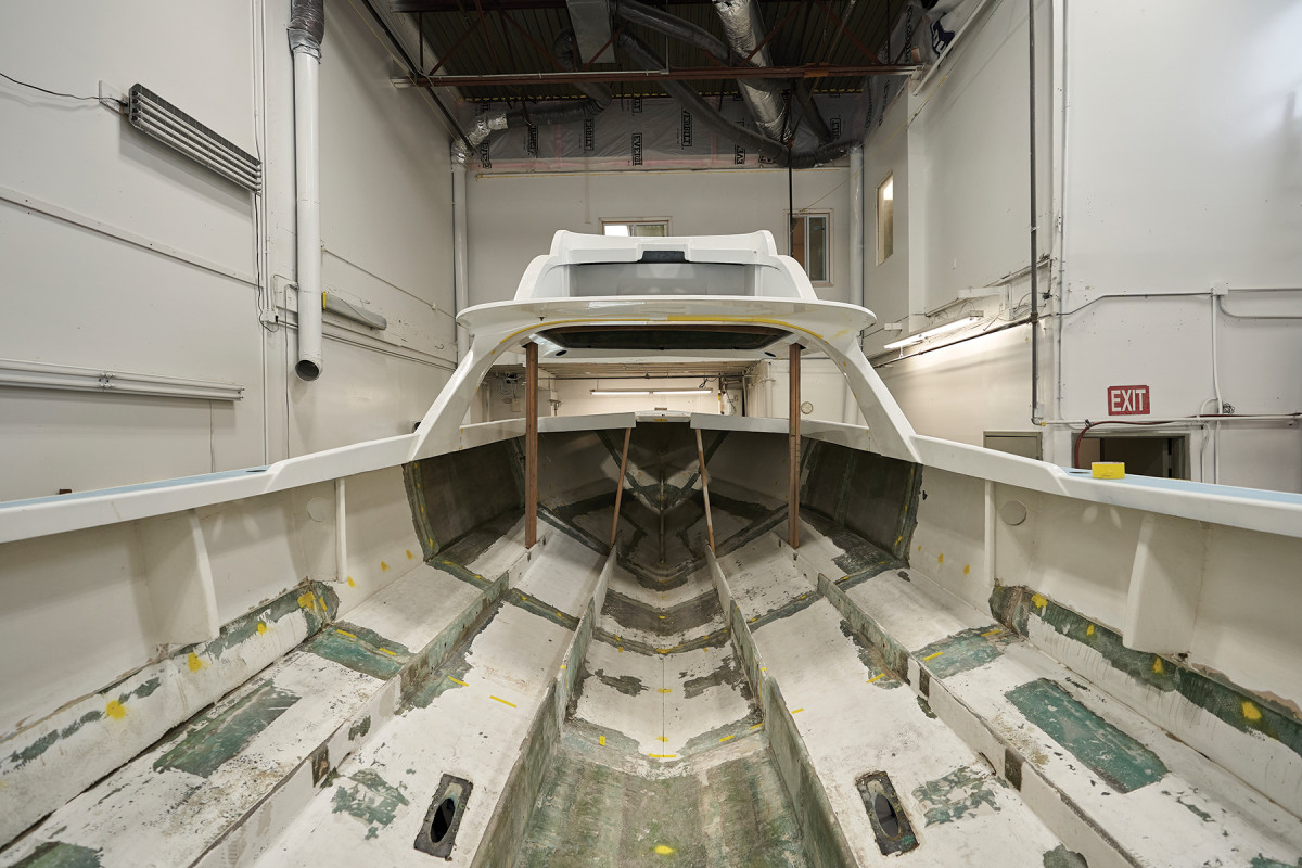 The Bertram 31 was completely stripped.