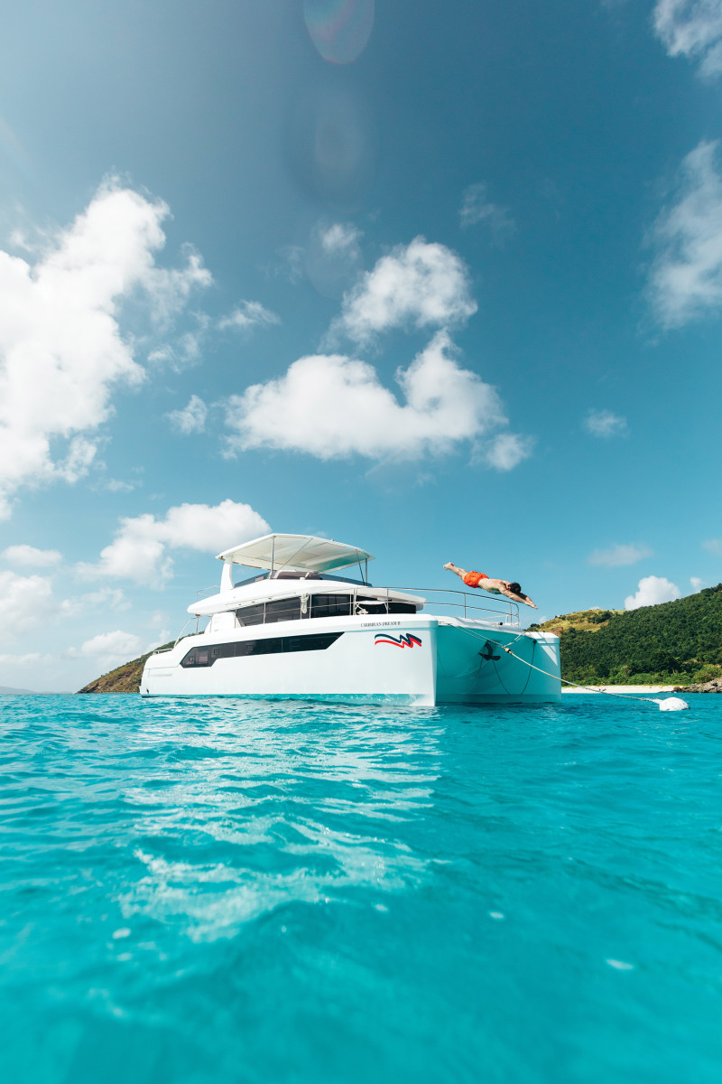 The Moorings has bareboat powercats in the BVI and Bahamas. 